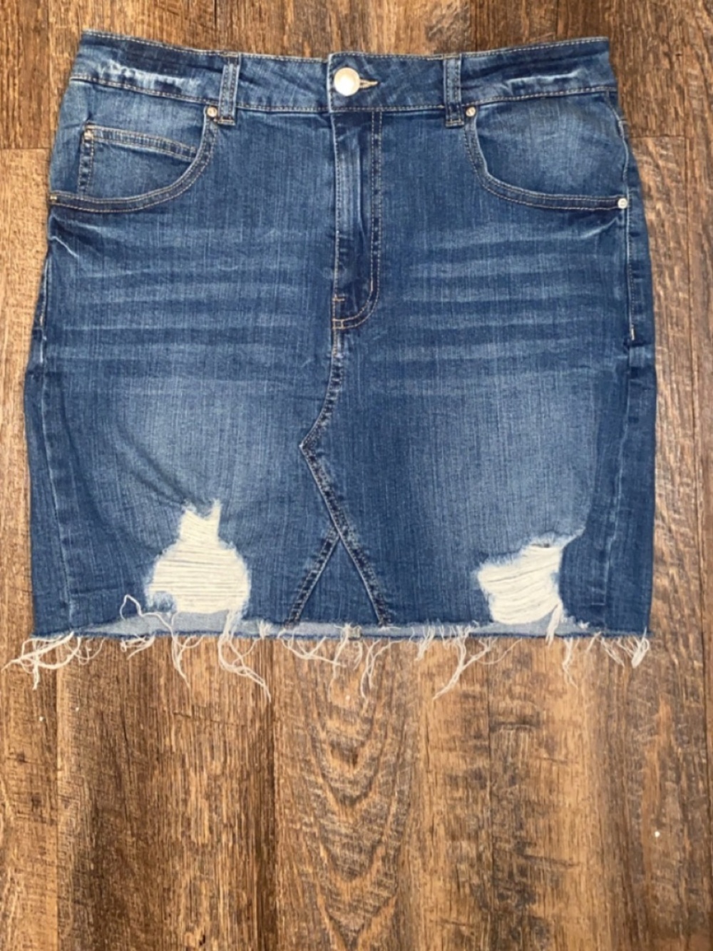 Garage Women’s Large Blue Distressed Denim Skirt